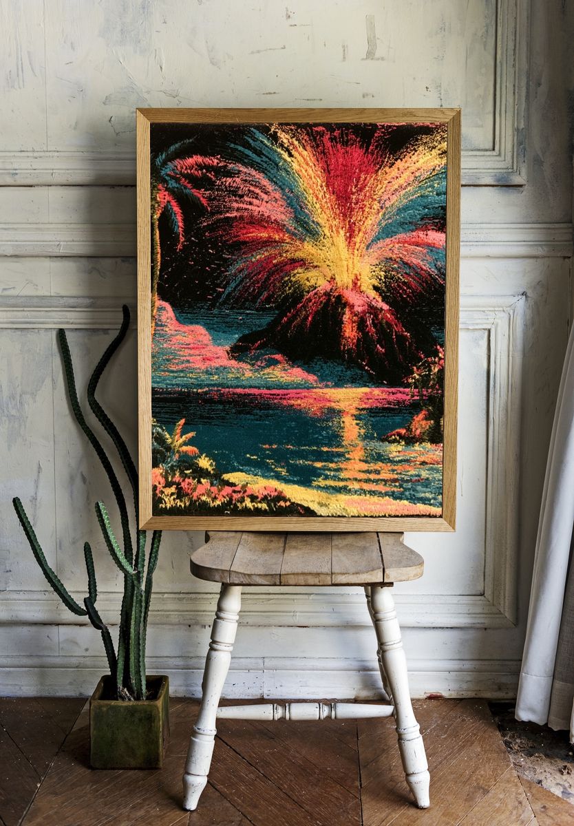 Tropical Fireworks Vintage Poster. room preview