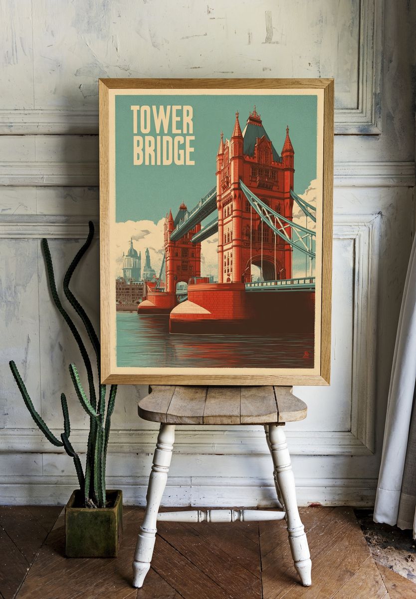 Tower Bridge Vintage Travel Poster. — room view 1