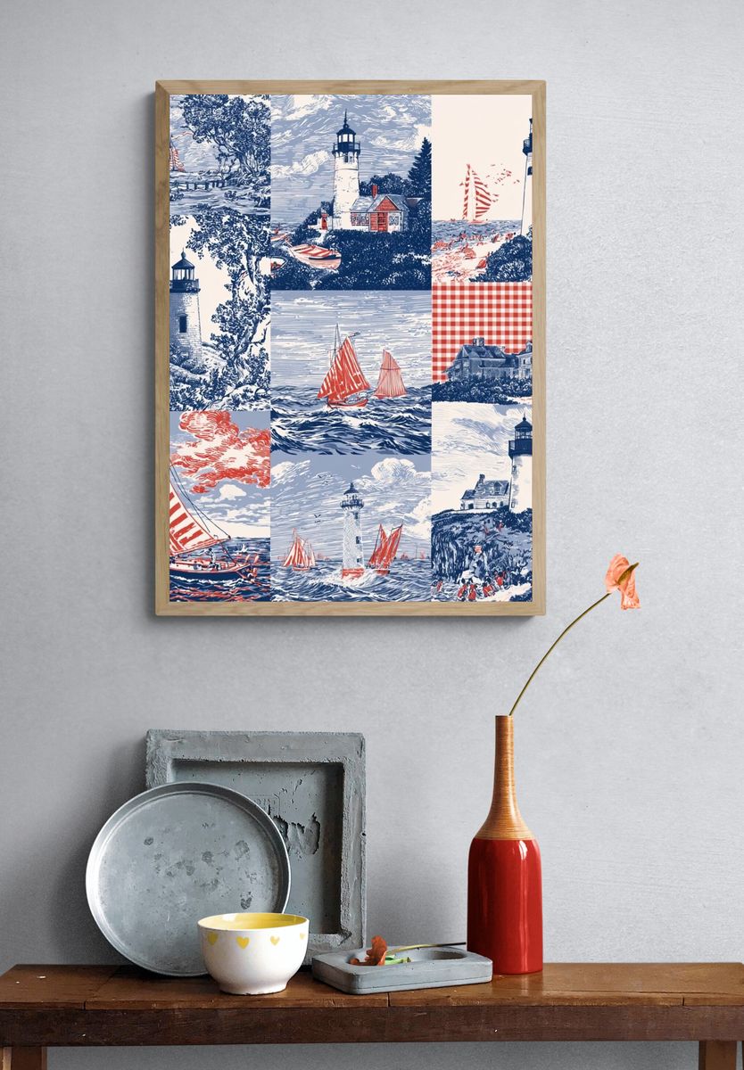 Nautical Lighthouse Toile Print. — room view 3