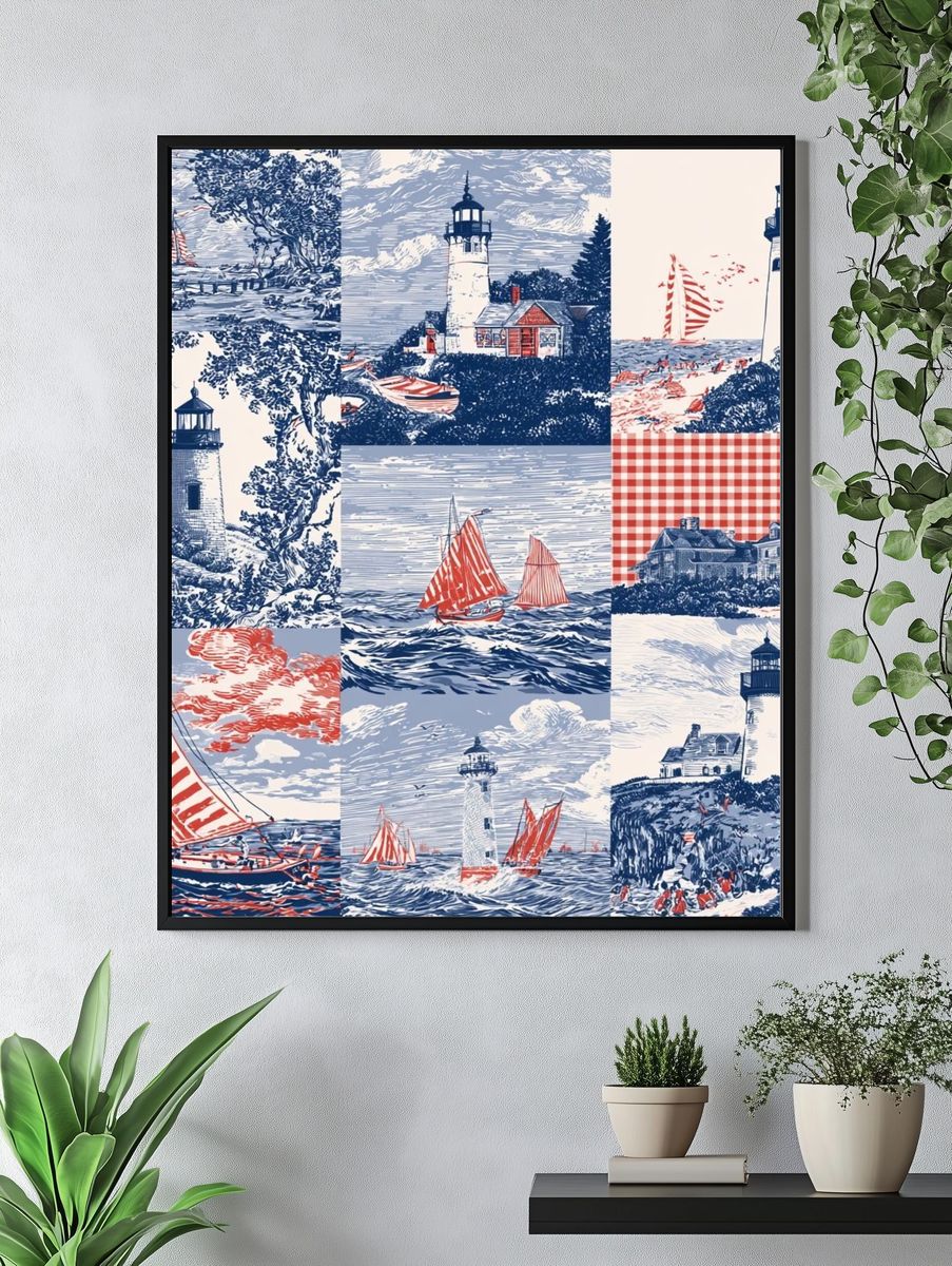 Nautical Lighthouse Toile Print. — room view 4