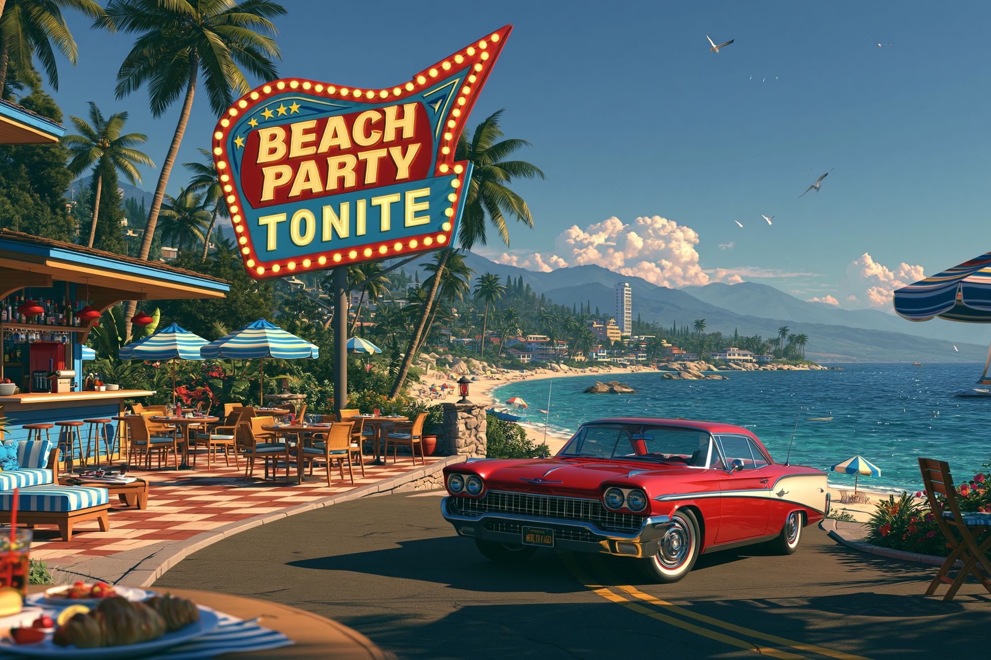 Beach Party Tonight Retro Poster. poster detail
