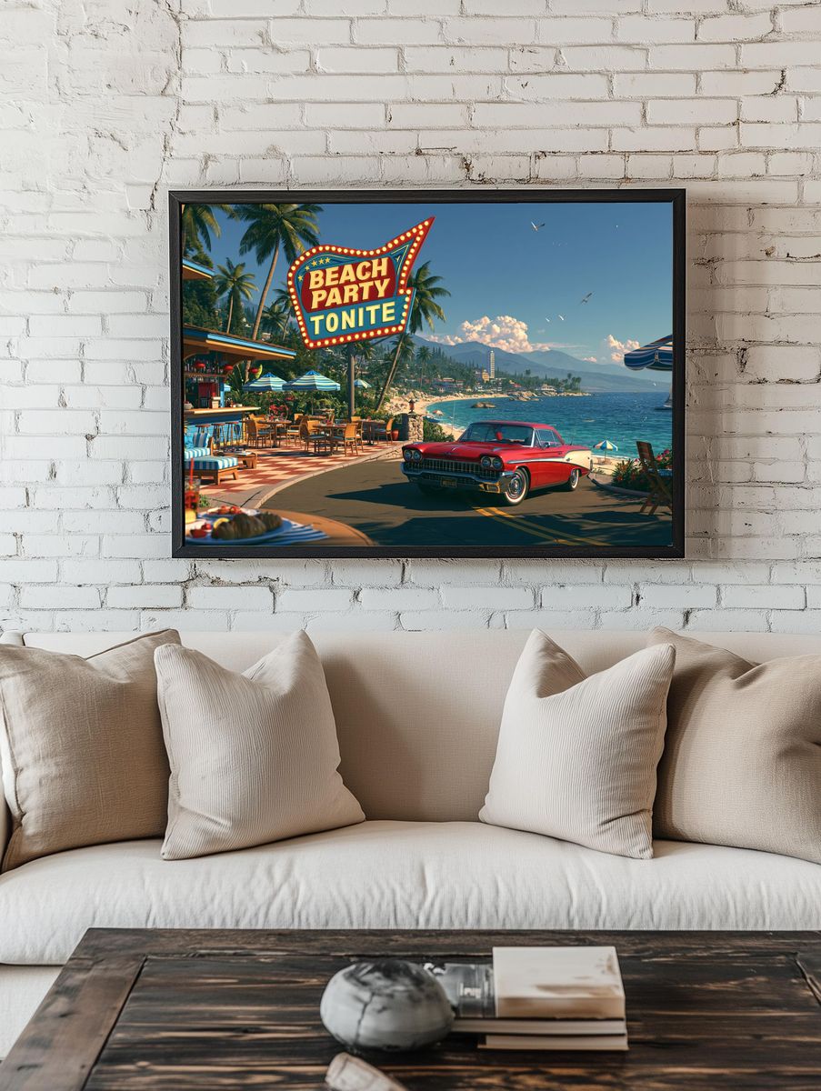 Beach Party Tonight Retro Poster. — room view 1