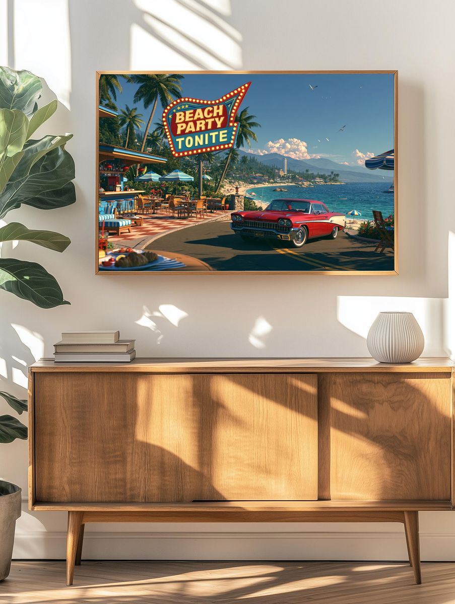 Beach Party Tonight Retro Poster. — room view 3
