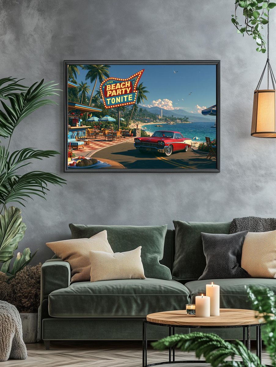 Beach Party Tonight Retro Poster. — room view 4