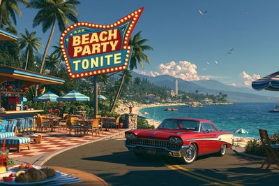 Beach Party Tonight Retro Poster. poster