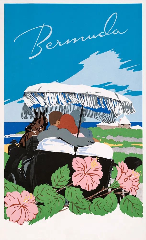 Bermuda (1940-1950) Adolph Treidler. Original. poster — vintage art