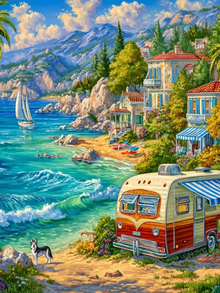 Coastal Retreat — Vintage Print.