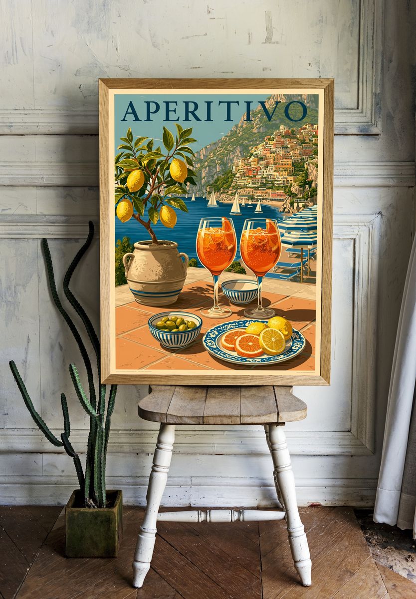 Amalfi Aperitivo Travel Poster. — room view 1