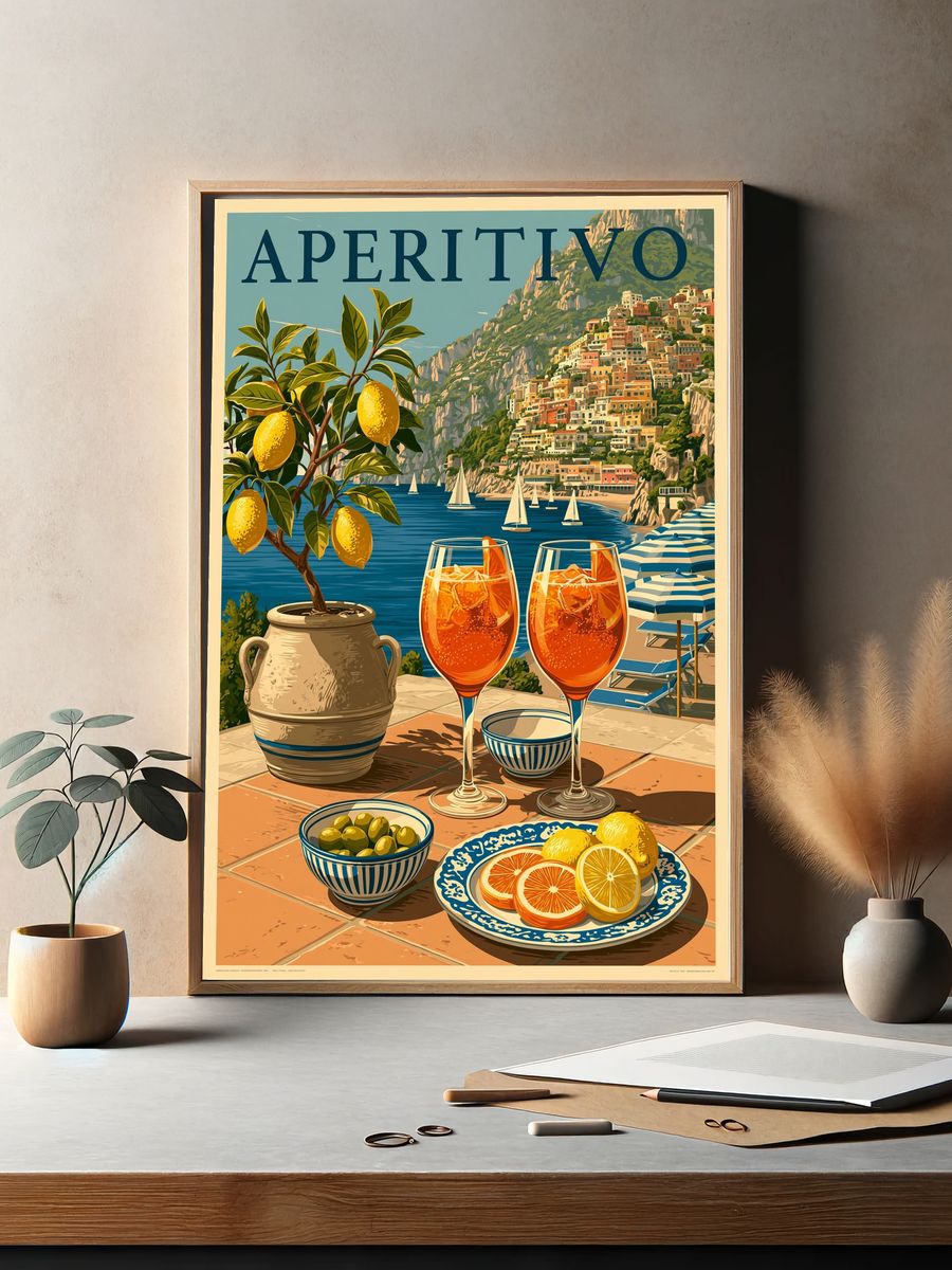 Amalfi Aperitivo Travel Poster. — room view 2