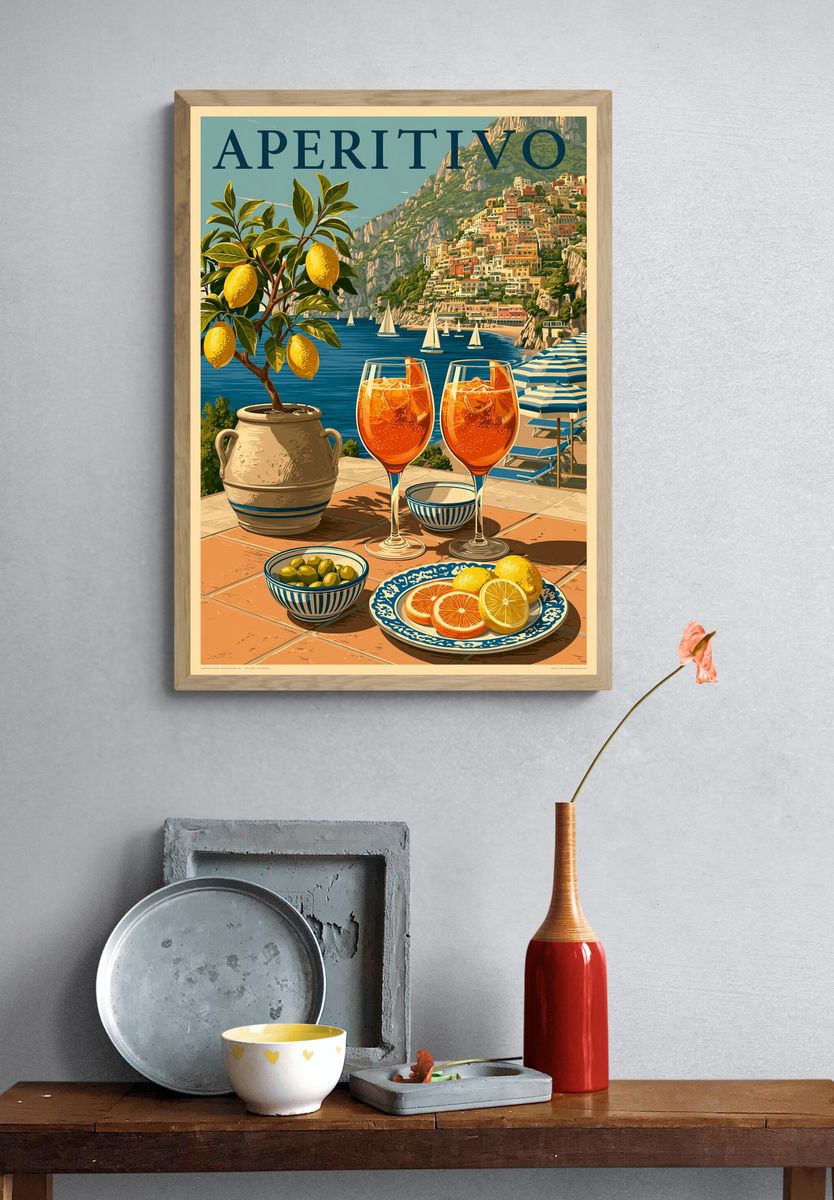 Amalfi Aperitivo Travel Poster. — room view 3