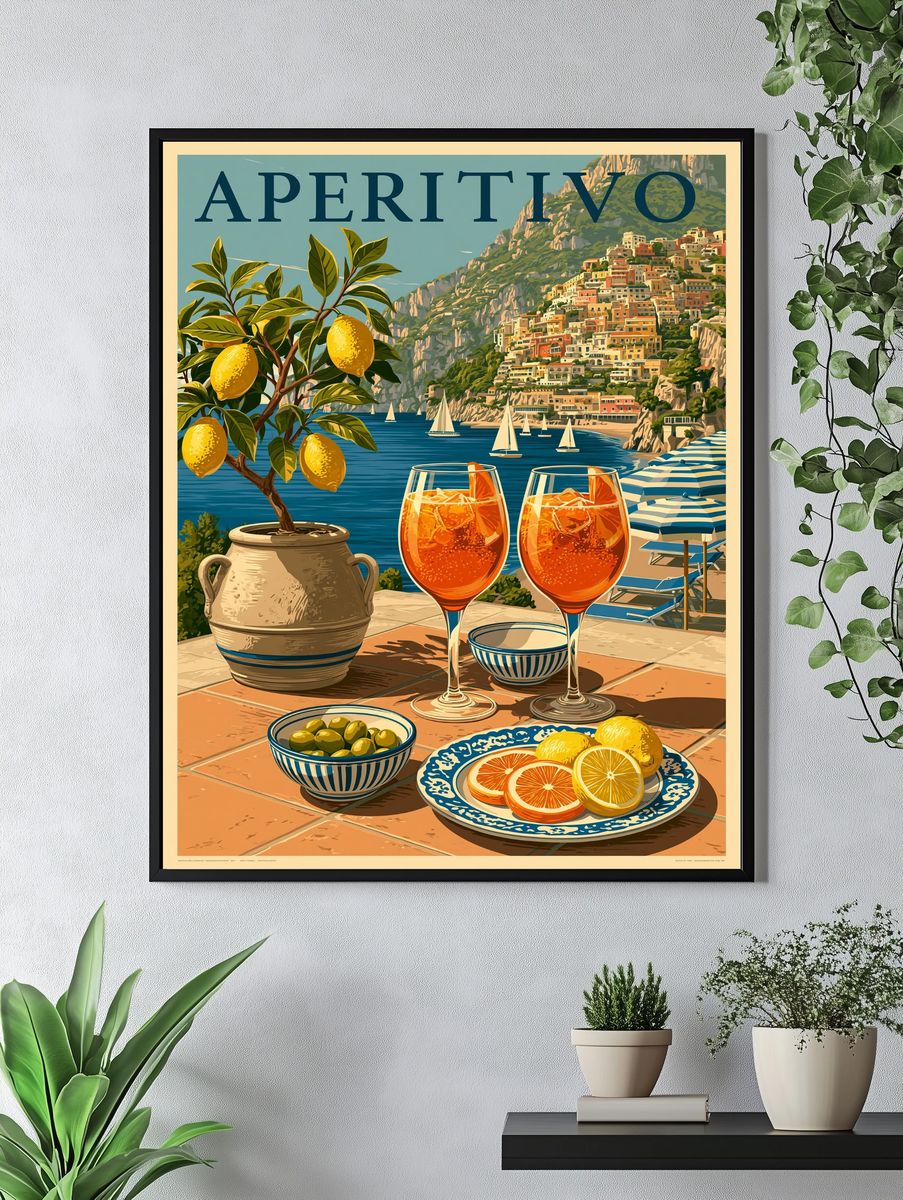 Amalfi Aperitivo Travel Poster. — room view 4