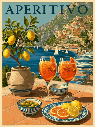 Amalfi Aperitivo Travel Poster. poster