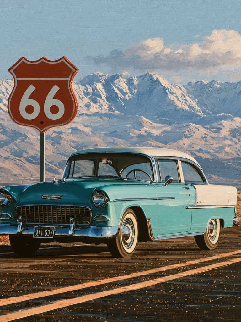 Route 66 Classic Car Poster. poster detail