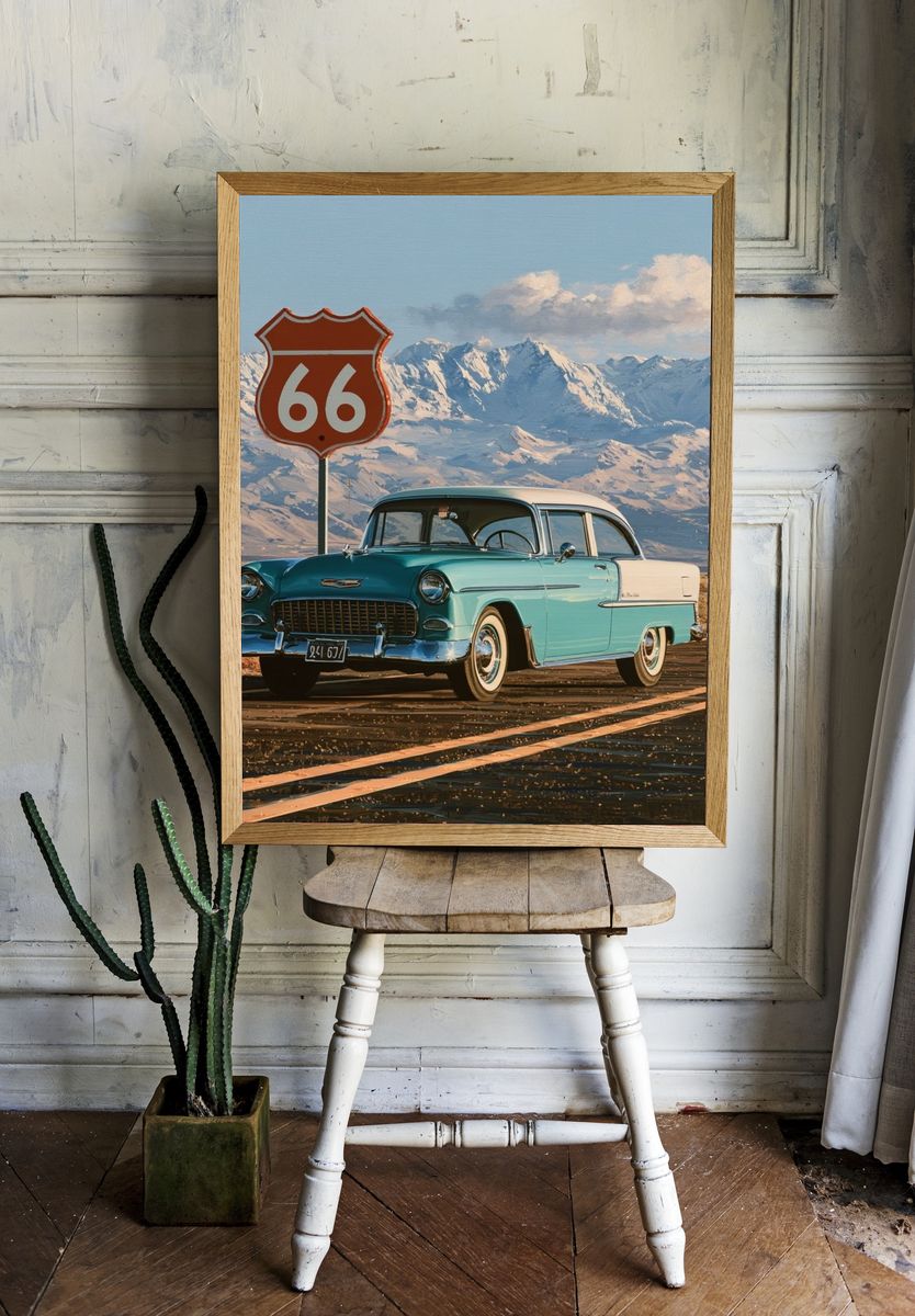 Route 66 Classic Car Poster. — room view 1