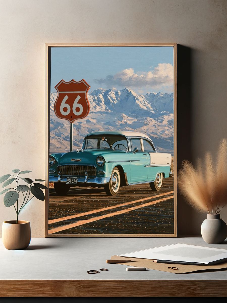 Route 66 Classic Car Poster. — room view 2