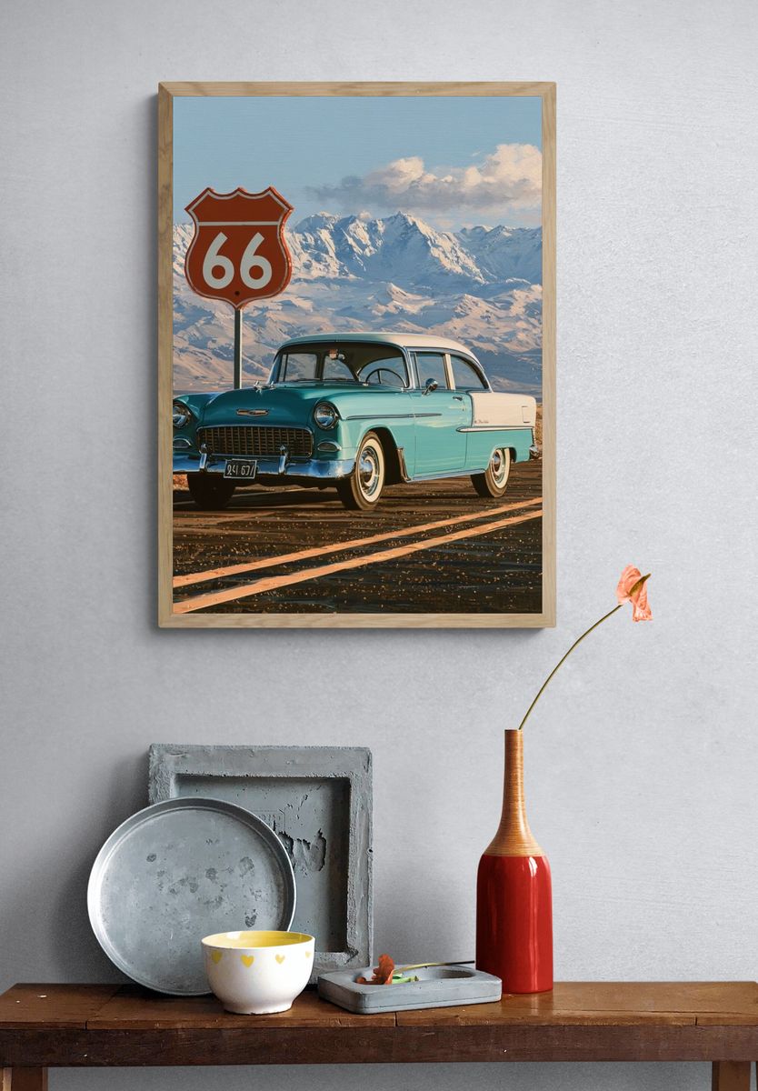 Route 66 Classic Car Poster. — room view 3