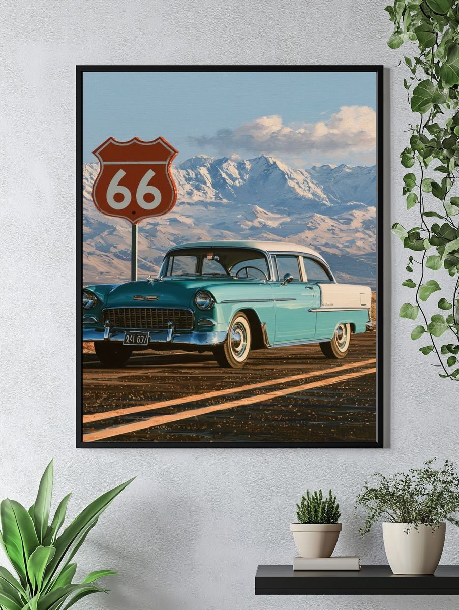 Route 66 Classic Car Poster. — room view 4