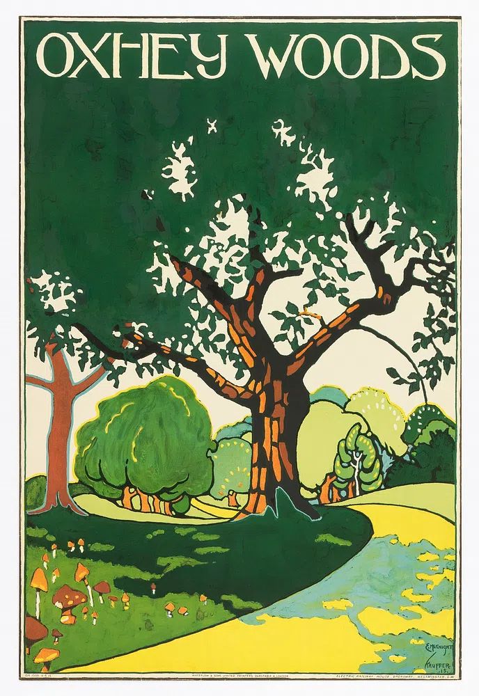Poster, Oxhey Woods, London Underground. poster detail