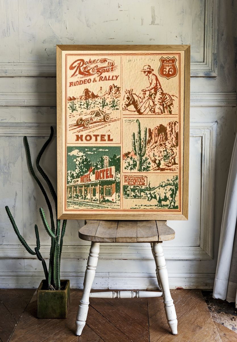 Route 66 Rodeo Rally Vintage Poster. — room view 1