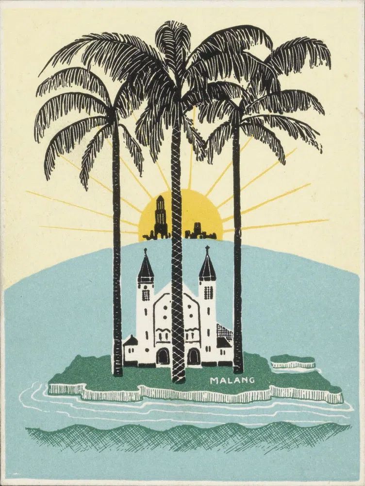 Gezicht op het eiland Malang. poster — vintage art