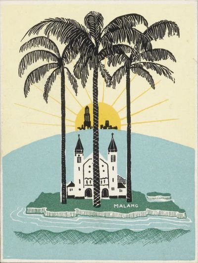 Gezicht op het eiland Malang. poster print