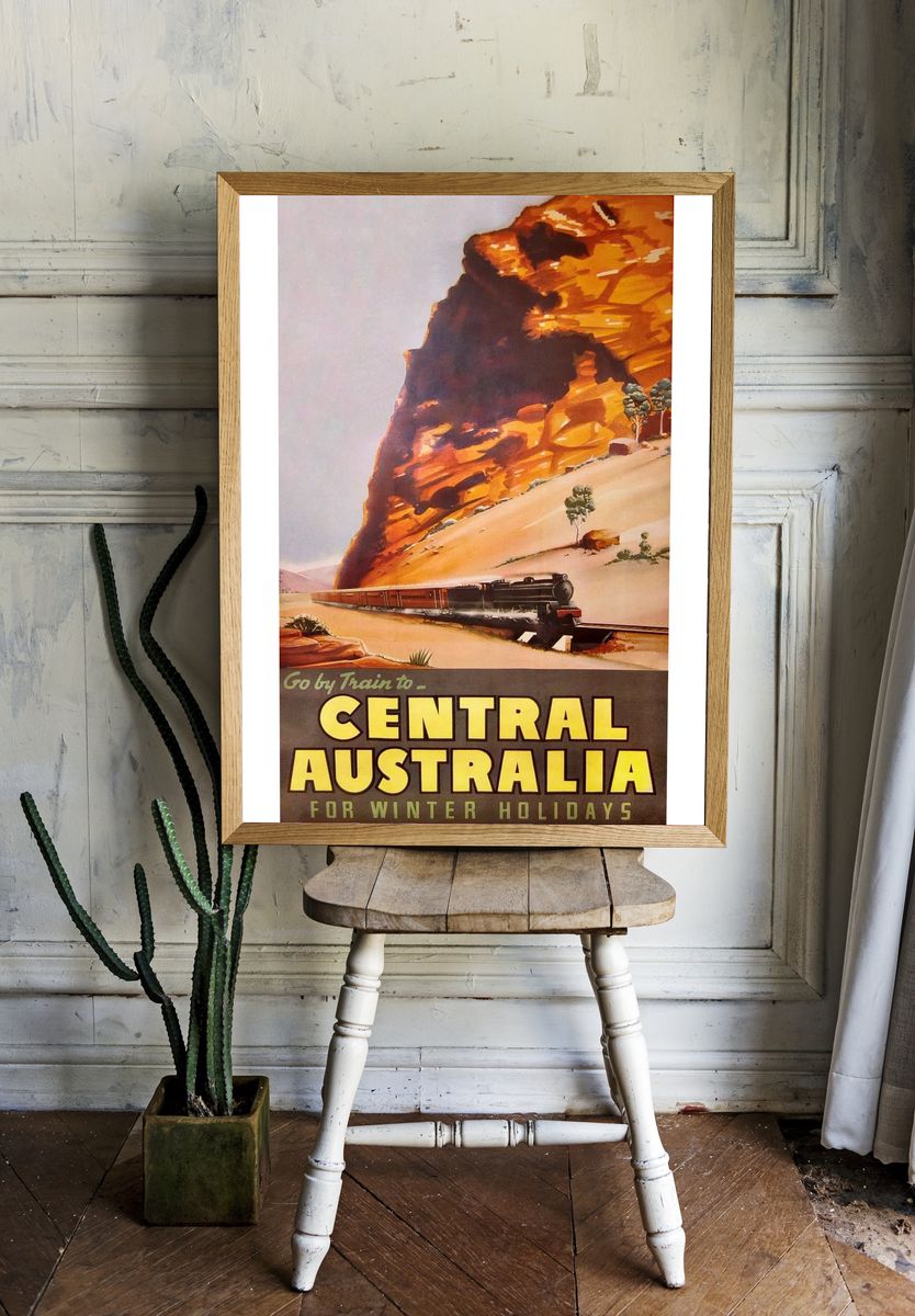 Commonwealth Railways Travel Poster (1940) — Art Print. — room view 1