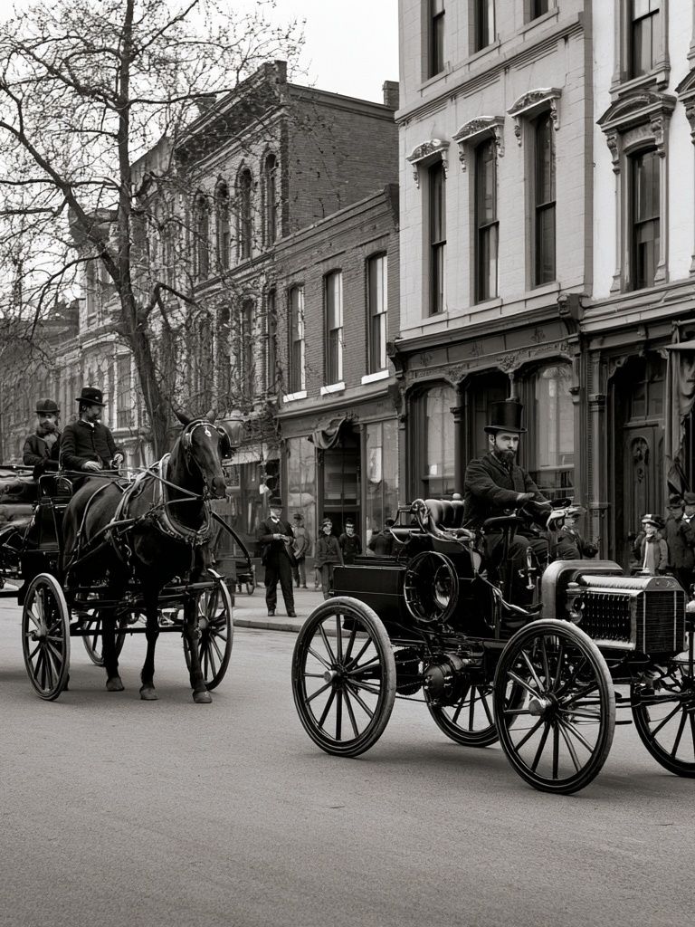 Vintage Horse Carriage Street Scene Poster. poster — vintage art