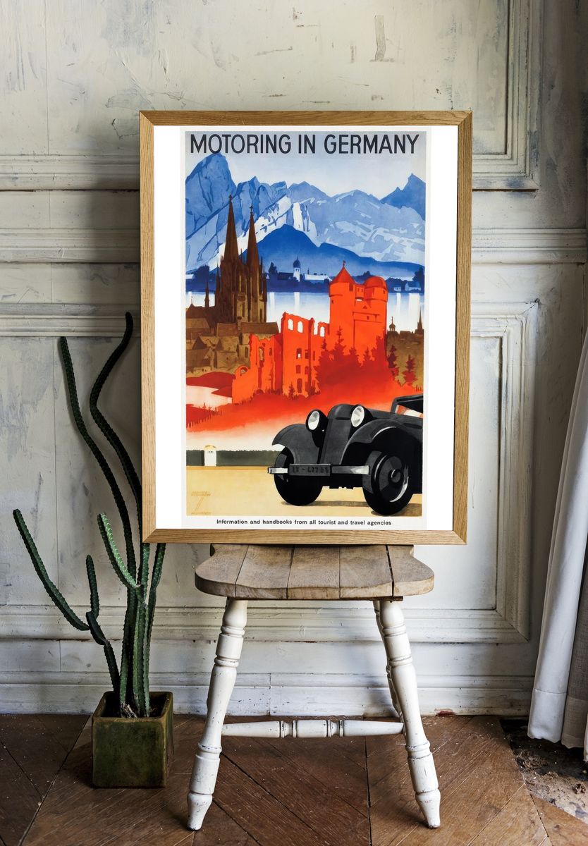 Motoring in Germany Vintage Travel Poster. — room view 1