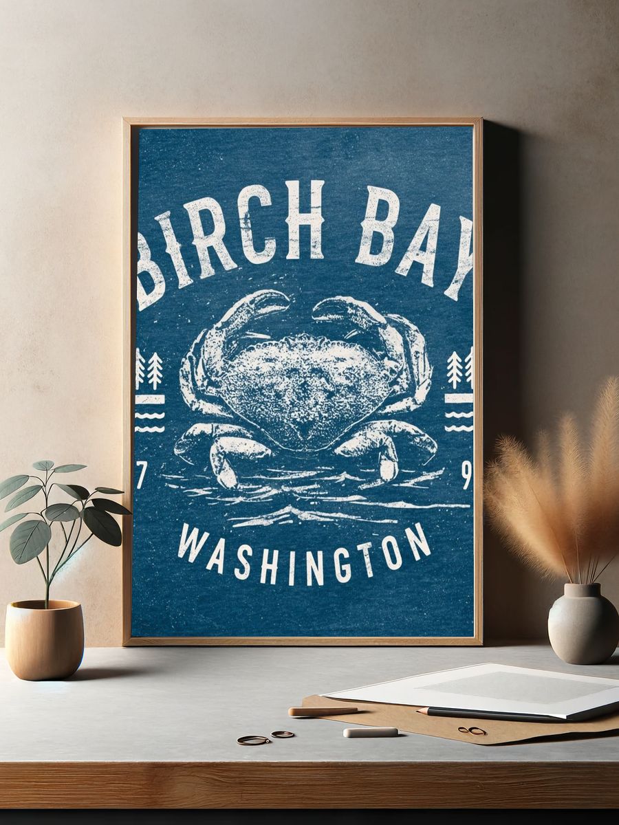 Birch Bay Crab Vintage Poster. — room view 2