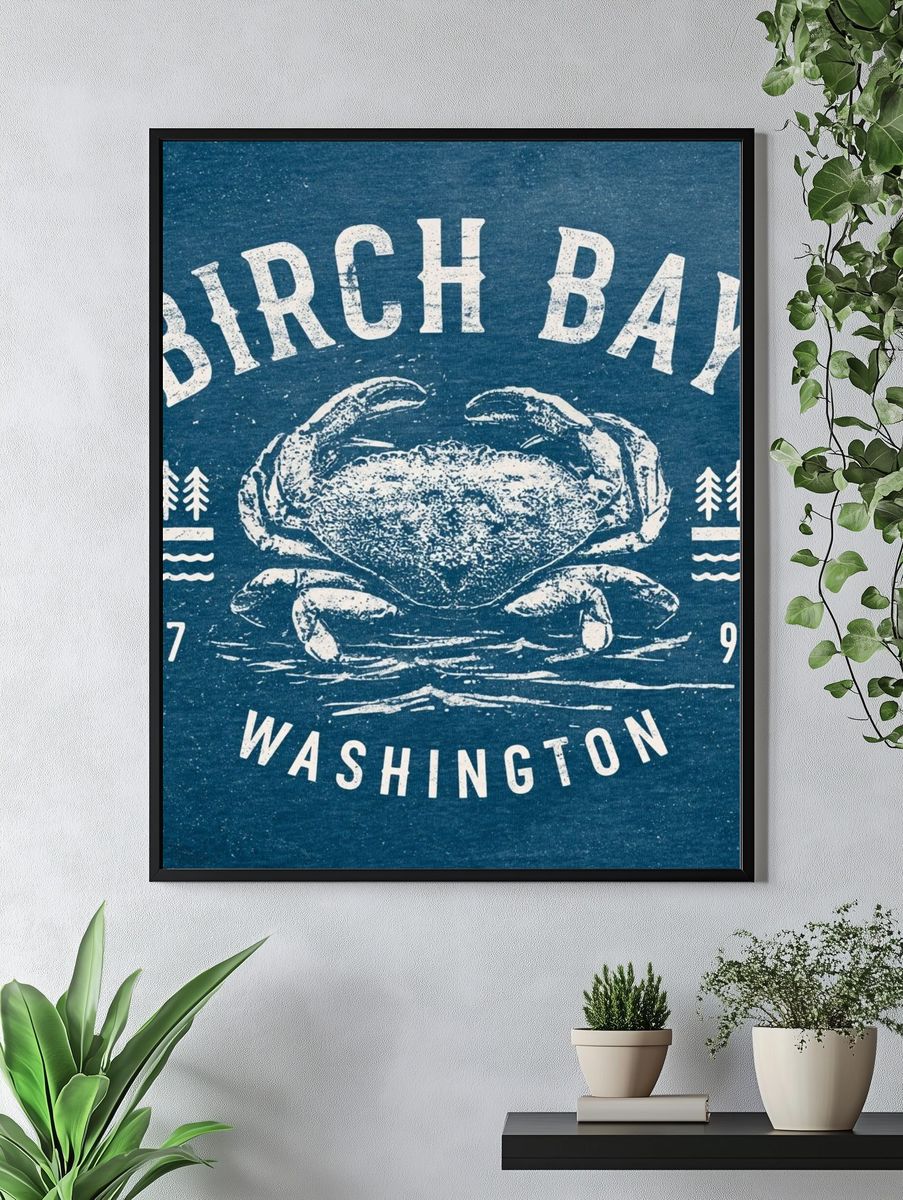 Birch Bay Crab Vintage Poster. — room view 4