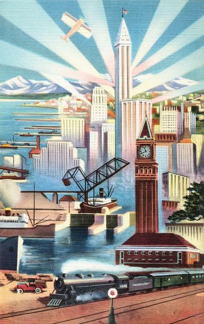 Seattle, Glamour City Washington, east. poster print