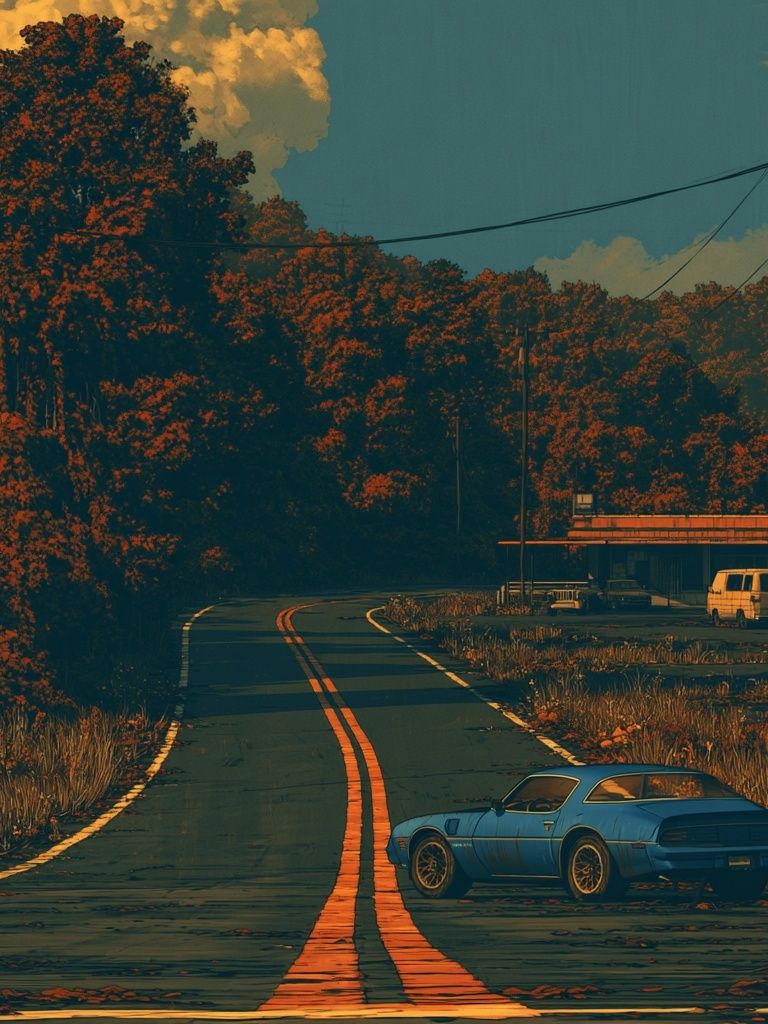 Retro Roadside Drive Poster. poster detail