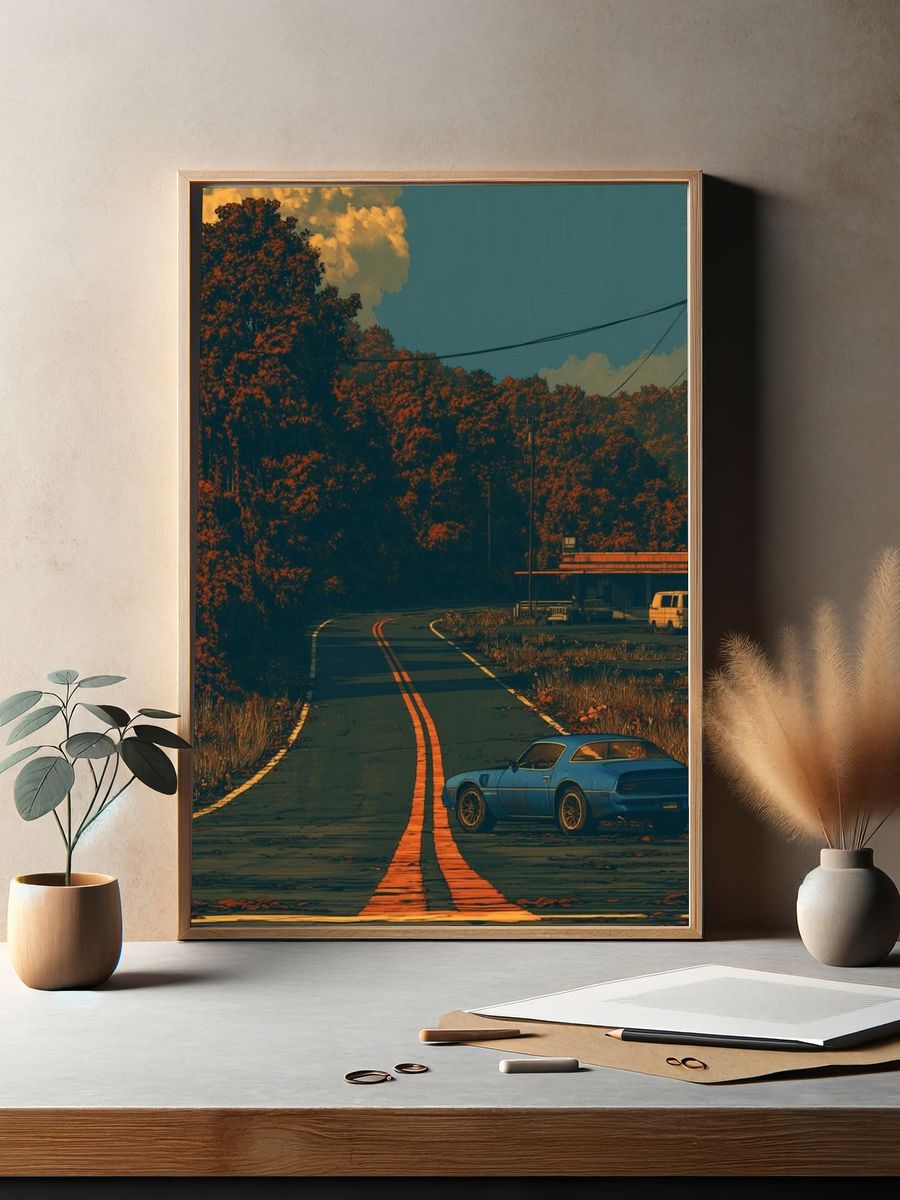 Retro Roadside Drive Poster. — room view 2