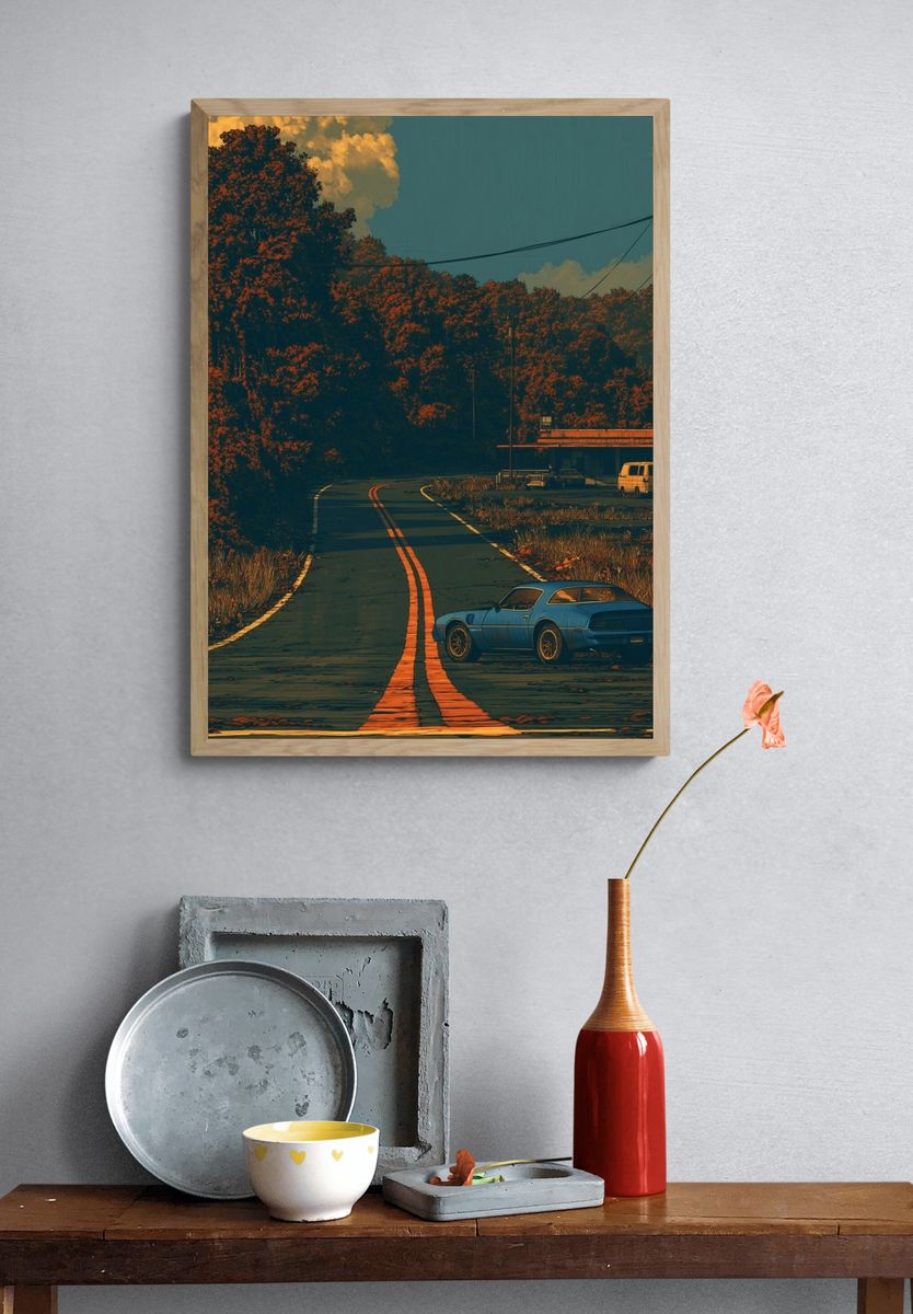 Retro Roadside Drive Poster. — room view 3