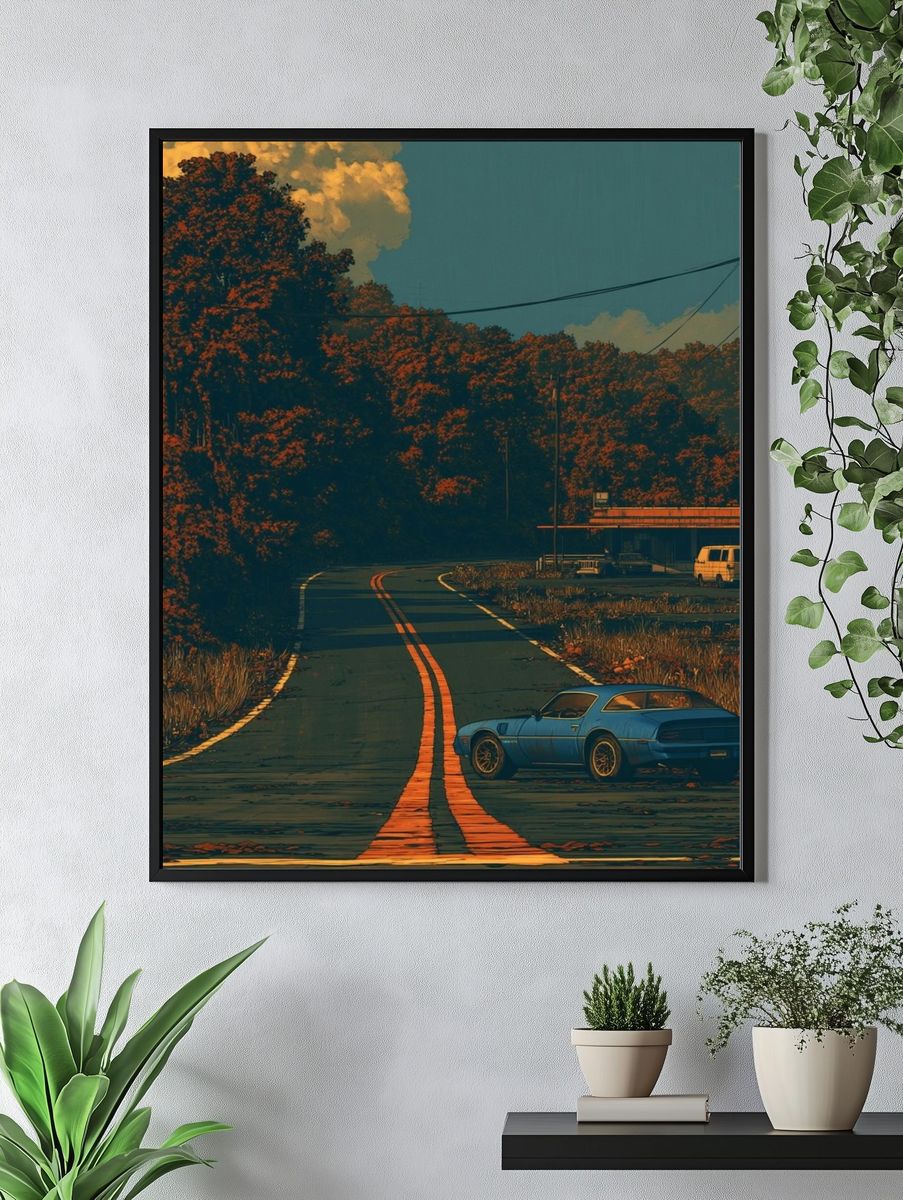 Retro Roadside Drive Poster. — room view 4