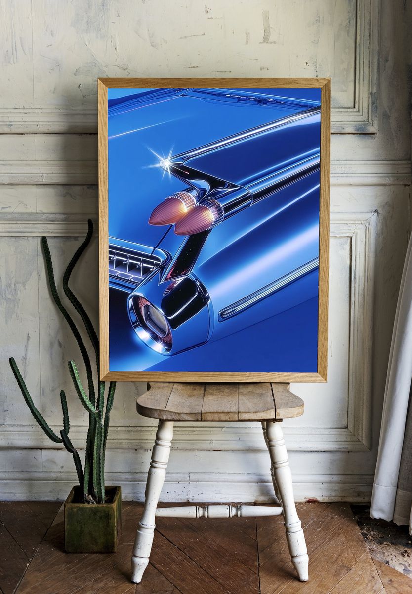 Chrome Tailfin Car Poster. room preview