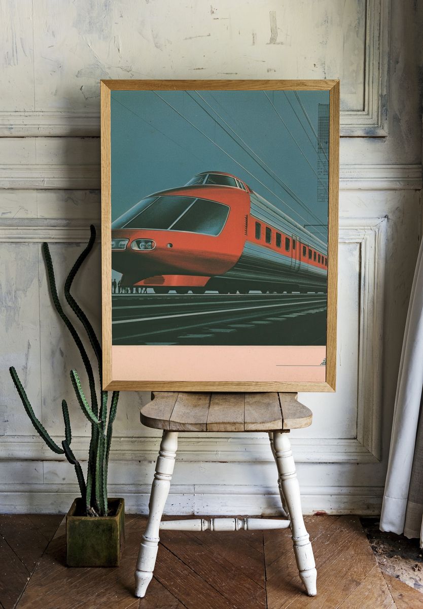 Futuristic Train Vintage Poster. — room view 1