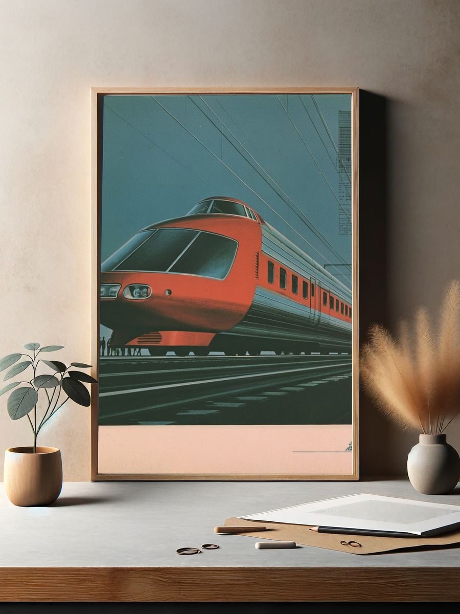 Futuristic Train Vintage Poster. — room view 2