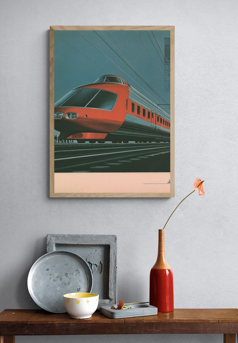 Futuristic Train Vintage Poster. — room view 3