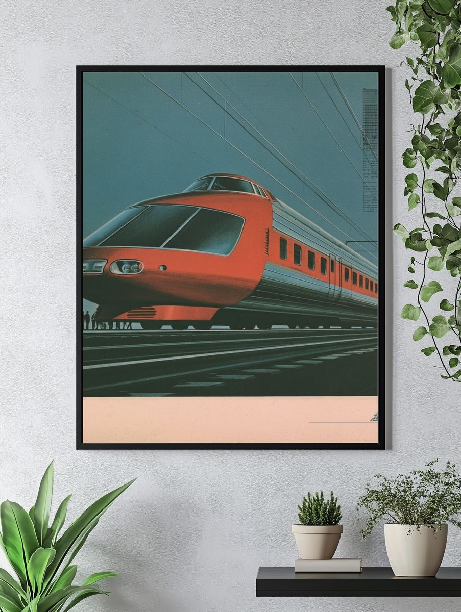Futuristic Train Vintage Poster. — room view 4