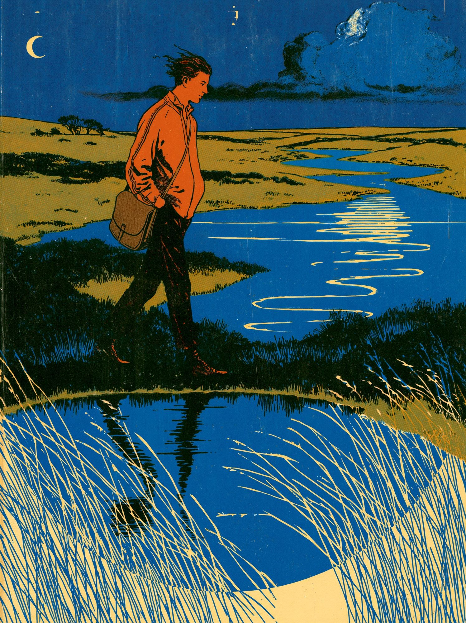 Solitary Walker Landscape Vintage Print. poster — vintage art