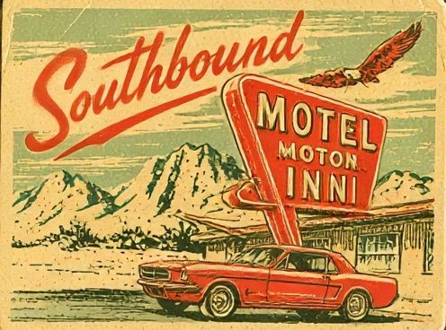 Southbound Motel Retro Travel Poster. poster — vintage art