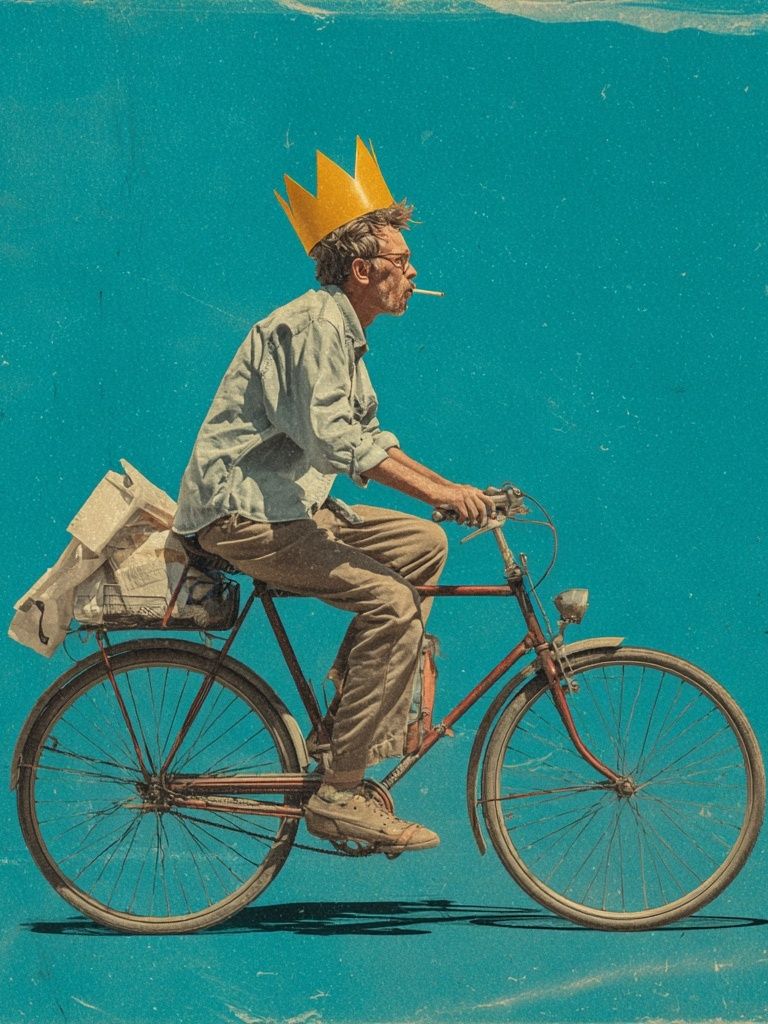 Crowned Cyclist Retro Print. poster detail