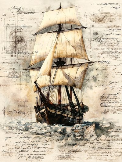 Vintage Sailing Ship Illustration Poster. poster