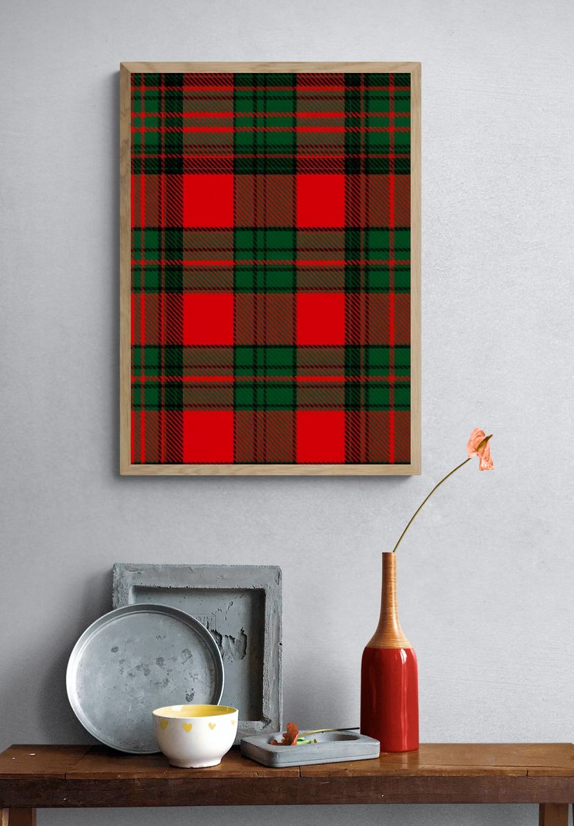 Red and Green Tartan Pattern Poster. — room view 3