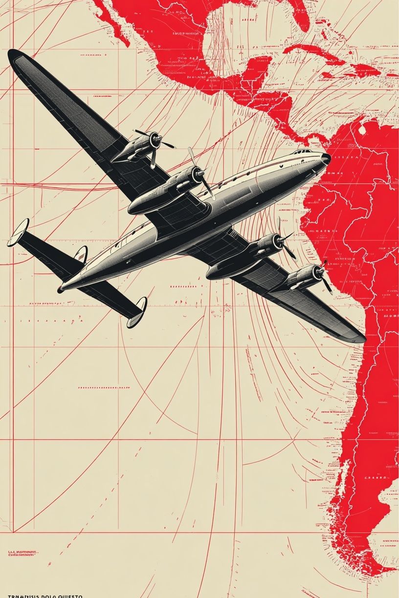 Vintage Airplane Route Map Poster. poster detail