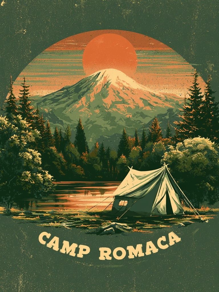 Camp Romaca Vintage Travel Poster. poster detail