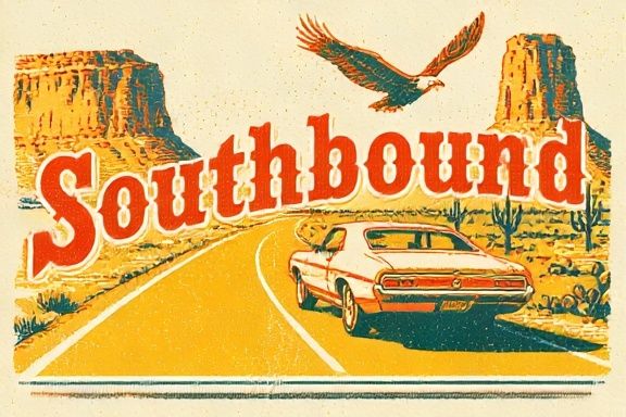 Southbound Retro Travel Poster. poster — vintage art