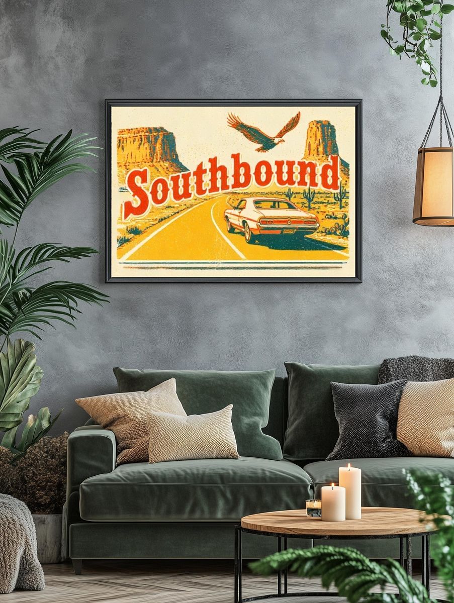 Southbound Retro Travel Poster. — room view 4