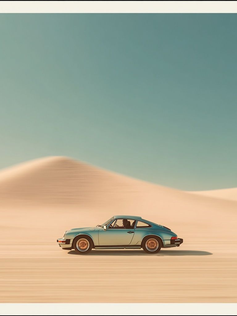 Desert Porsche 911 Retro Print. poster — vintage art